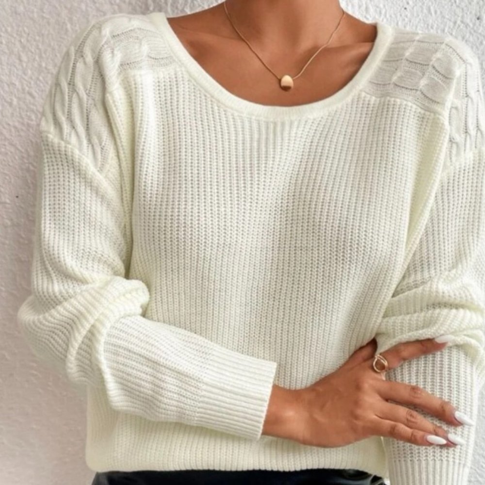 Stellar Designs White Ribbed Knit Sweater🍂💛 - Picture 6 of 9